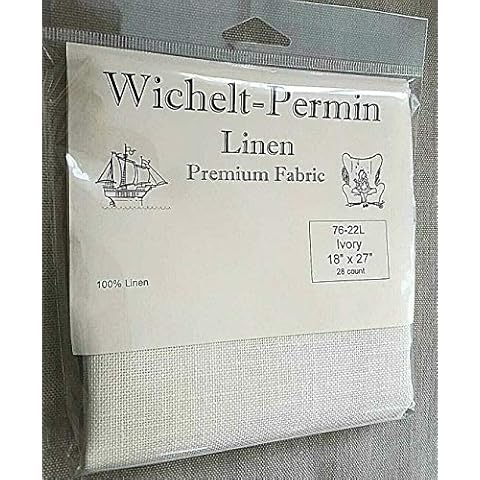 Wichelt Permin Premium Linen Cross Stitch Fabric 18" x 27" Ivory 28 Count … Cover