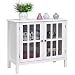 Tangkula Console Cabinet Storage White Glass Door Sideboard Console Table Server Display Buffet Cabinet (White)