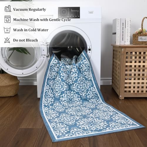 Tapete Decorativo Floral Boho 5x8 Pies Lavable Antideslizante miniatura 5