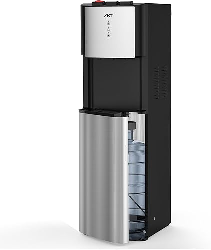 IKT Dispensador de enfriador de agua autolimpiante, carga inferior para botella de 3-5 galones con bloqueo de seguridad para niños, pantalla LED,