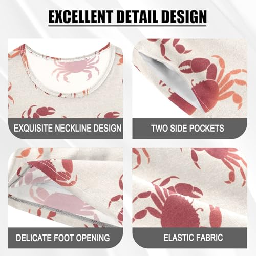 ALAZA Crab Funny Lovely Stylish Pajamas Short Sleeve 2 Piece Sleepwear Top and Bottom Pajama Set Unisex4