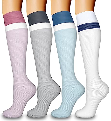 Image of Laite Hebe 4 Pairs-Compression Socks for Women&Men Circulation-Best Support for Nurses,Running,Athletic