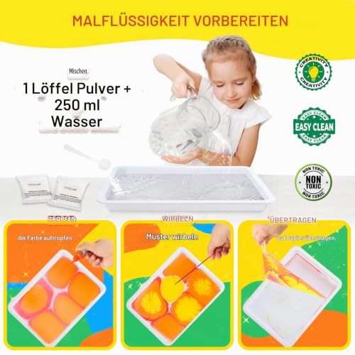 Titoclar Wasser Marmorierfarbe für Kinder - ostern geschenke kinder - Bastelset Kinder Mädchen ab 6 Jahre… – Ansicht 4