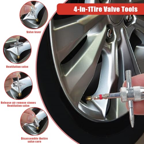 Image of zxbaers 22PCS Tire Valve Stem Removal Tool, Quick Change Tire Valve Tool Kit, Tire Valve Stem Installation Tool in Cars, ATVs, Trucks, etc, with TR413 /TR414