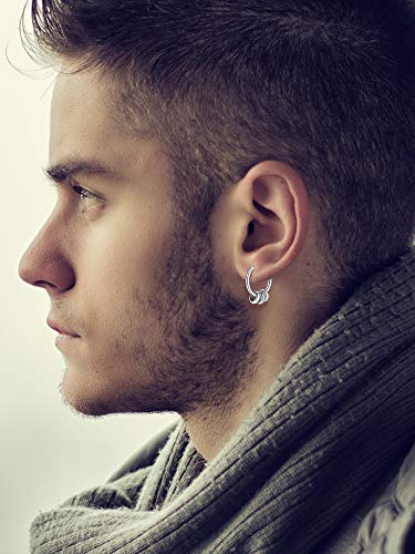 20 Pieces Stainless Steel Huggie Hinged Hoop Earrings Hoop Dangle Earrings For Women Men (Silver) #TOP5