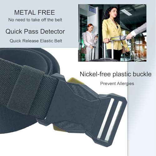 Stretch Tactical Belt,TSA Elastic Mens Belt with Quick Release,Adjustable Metal-Free,Sliding Ring Buckle,47.24inch2