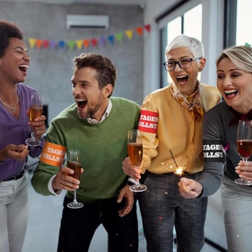 jiawaggag KapitänsbindeTagesvollster Armbinde mit Klett 35 * 7cm Armbinde Klettverschluss für Geburtstag Vereinsfeier Karneval Junggessellenabschiede (Parteien, Orange)