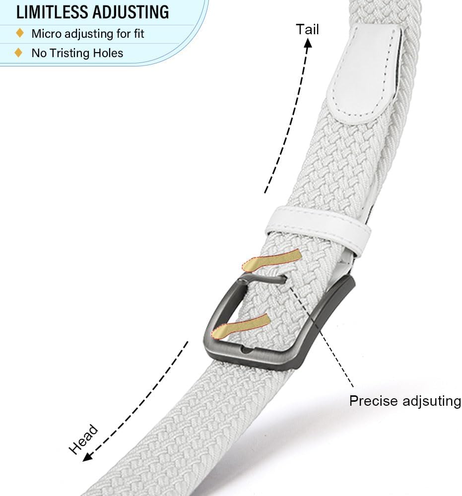 DOOPAI Braided Stretch Belt for Men, Elastic Woven Belt, casual Fabric Golf Belt, 1 3/8" for golf pants jeans, Gift Box - Image 2