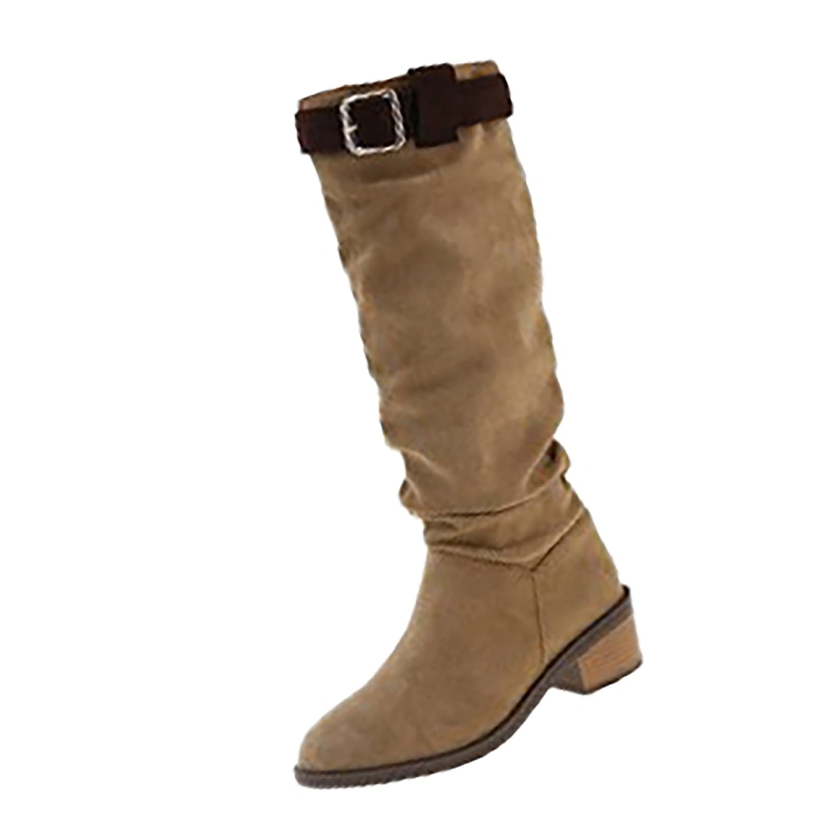Stivali western in pelle con tacco a blocco, stivali da donna neri con