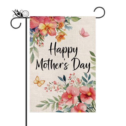 Mothers Day Garden Flag Flowers Vertical Double Sided Happy Pride Flag LGBT Lesbian Gay Transgender Pansexual Flag Farmhouse Yard Outdoor Lawn Decoration 12.5 x 18 Inch