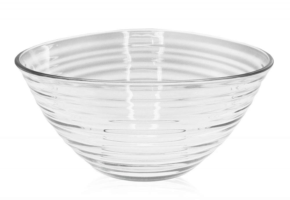 PLATINUX Saladekom, fruitschaal, set 2-delig, rood, glanzend, glazen schaal, serveerschaal van glas, groot, 1,7 l