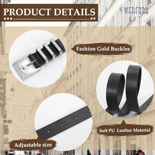 WERFORU Women's Leather Belt with Gold Buckle Fashion Ladies Leather Belt for Jean Pants Dresses Leather Waist Belt for Women3