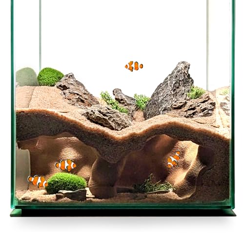 3D Printed Aquarium Cave Tunnel Decor Reptile Corner Cave - Fish Tank Decoration Natural Fish Hideout for Pleco,Shrimp & Corydoras | Sinking Base & Viewing Ports | Substrate-Friendly Decor (Brown)