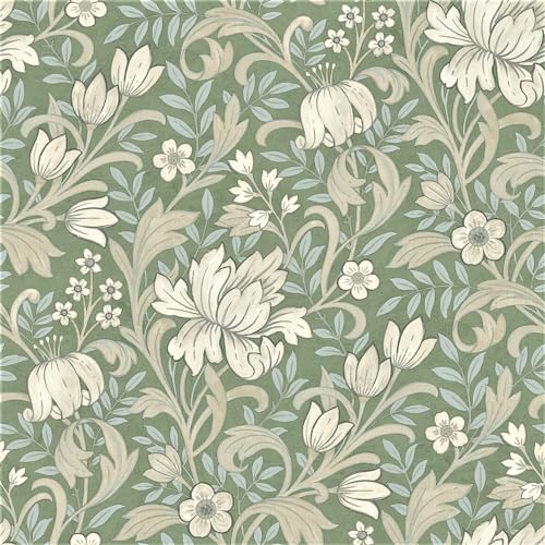 Grandeco Marian Vintage Art Nouveau Floral Trail Papier peint lisse Vert