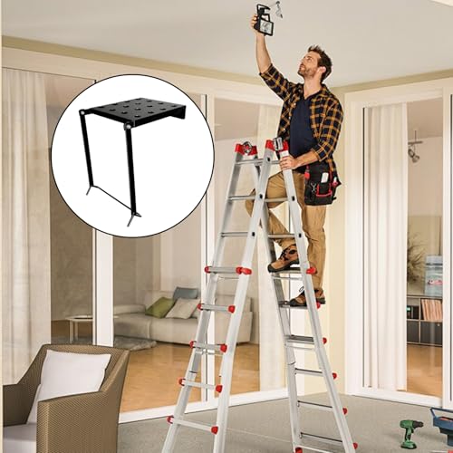 Plataforma de escalera portátil ajustable y plegable con marco de acero 5
