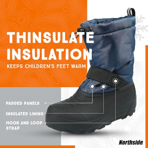 Northside unisex child Frosty Snow Boot, Navy, 4 Big Kid US