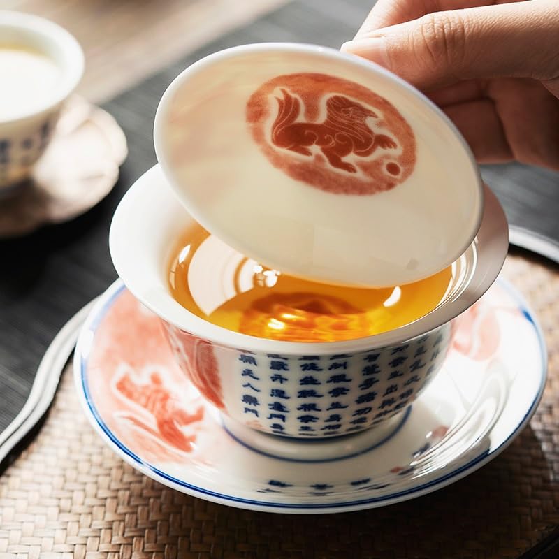 Matcha kubki Gaiwan filiżanka do herbaty chińska filiżanka do picia herbaty miska do herbaty retro zapobiegająca oparzeniom biała porcelanowa miska do herbaty z pokrywką zestaw do herbaty kubek