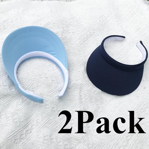 Image of 2 Pack Visor Women Men Sun Hat Clip On Visors Adjustable Sport Wide Brim Cap