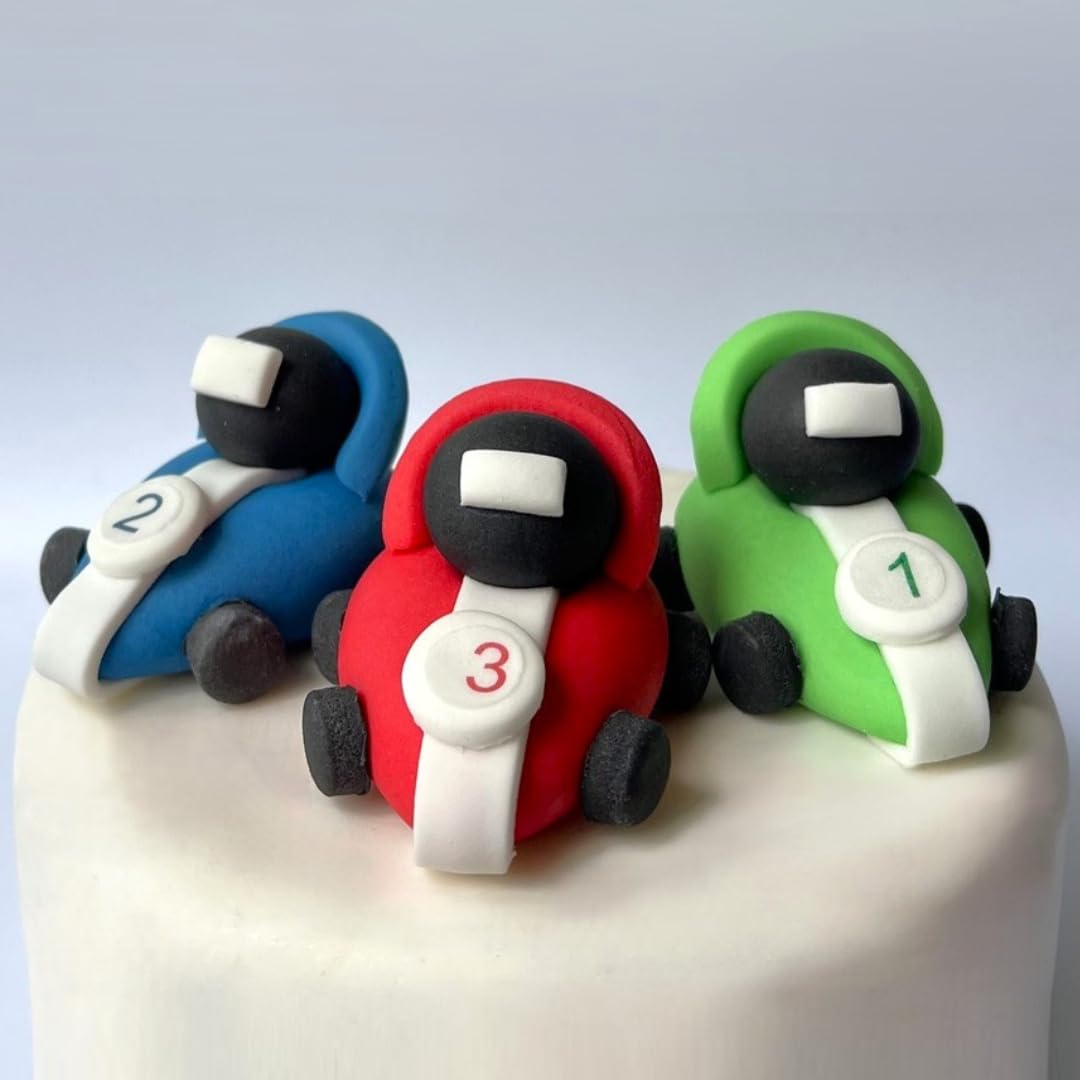 Sugart Cars Edible Racing Cake Toppers - 3D Sugar Fondant Figure - Kids Birthday Decorations - Handmade Present (Cars)