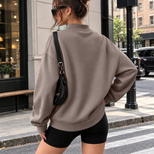 Plain Mock Neck Sweatshirt Women Oversized Cute Sweatshirts Fleece Pullover - image 5