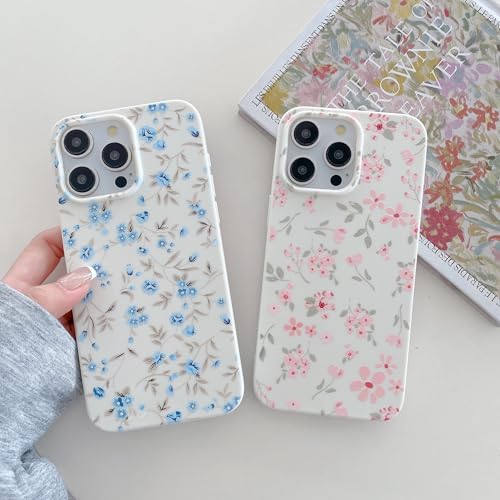 Coque iPhone 12 motif floral bleu idée cadeau esthétique pour femmes et filles