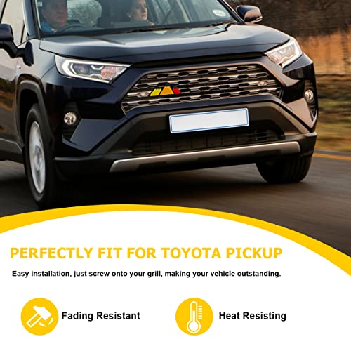 Aicel Tri-Color Grille Emblem For Car, 3 Color Snow Mountain Sticker Decoration, Triangle Badge Decal For Auto Bumper, Automotive Exterior Accessories, Universal Fit For Tacoma/4Runner/Tundra (Orange) #TOP2