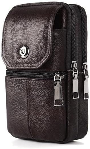 GOTEO Large Capacity Leather Mobile Phone Pouch, Multifunction Lightweight Waist Belt Pouch with Mobile Phone Holder for M...