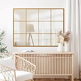 Suidia Wall Mirror, 30' x 40' Window Decorative Mirrors, Metal Framed Wall Decor Wall-Mounted Mirrors for Bedroom, Living Room, Entryway, Gold