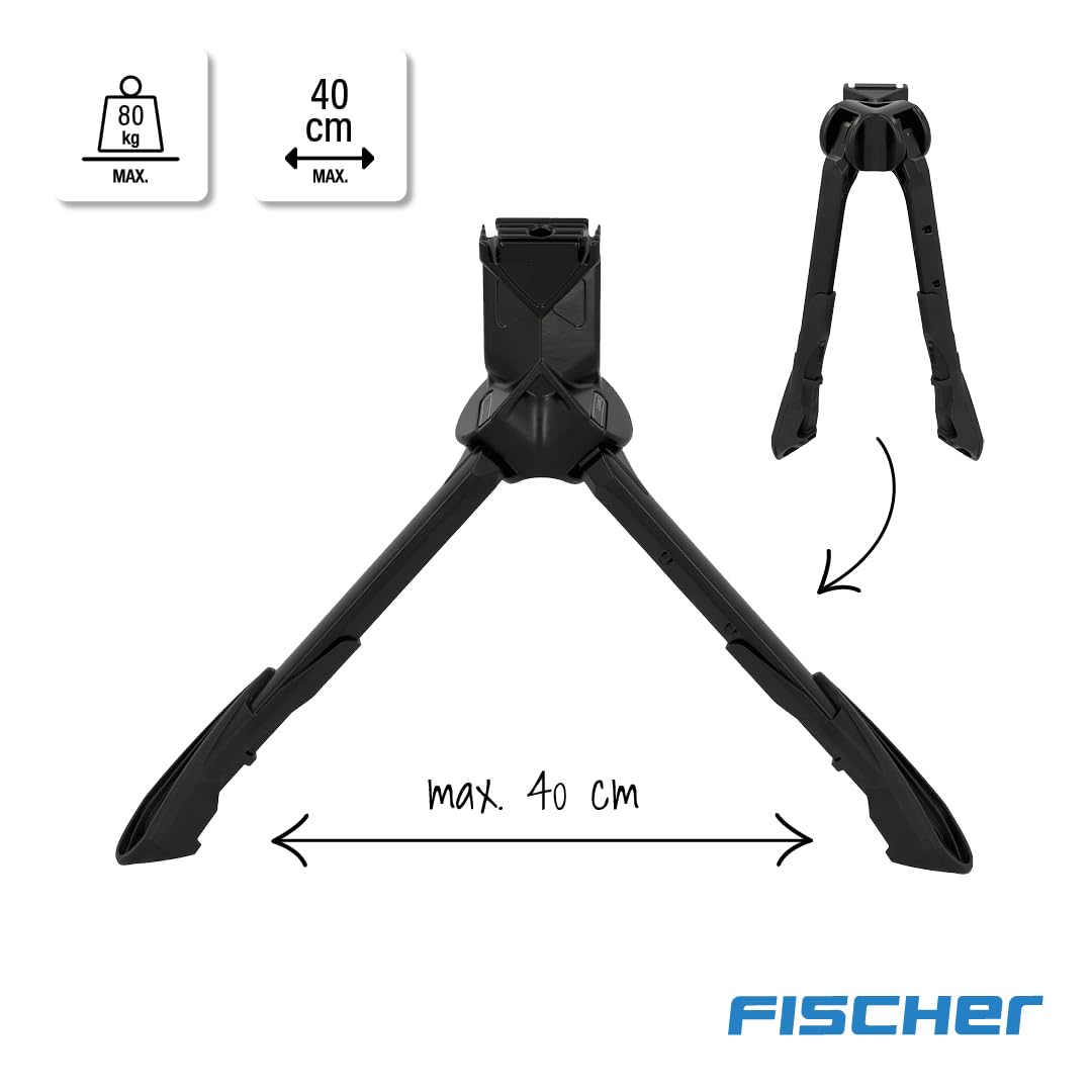 Fischer Zweibeinständer Jumbo, Fahrradständer passend für Fahrräder von 27-28 Zoll, für E-Bikes, Transporträder, Tandems und Fahrräder geeignet, Tragkraft 80kg, schwarz