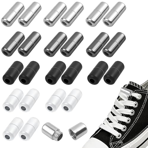 HavaCue 24 Pcs Lacets Capsule en Métal 4 Couleur Fermoir Pour Adultes Fermeture à Lacets Plus Amical - Chaussures de Sport et Décontractées