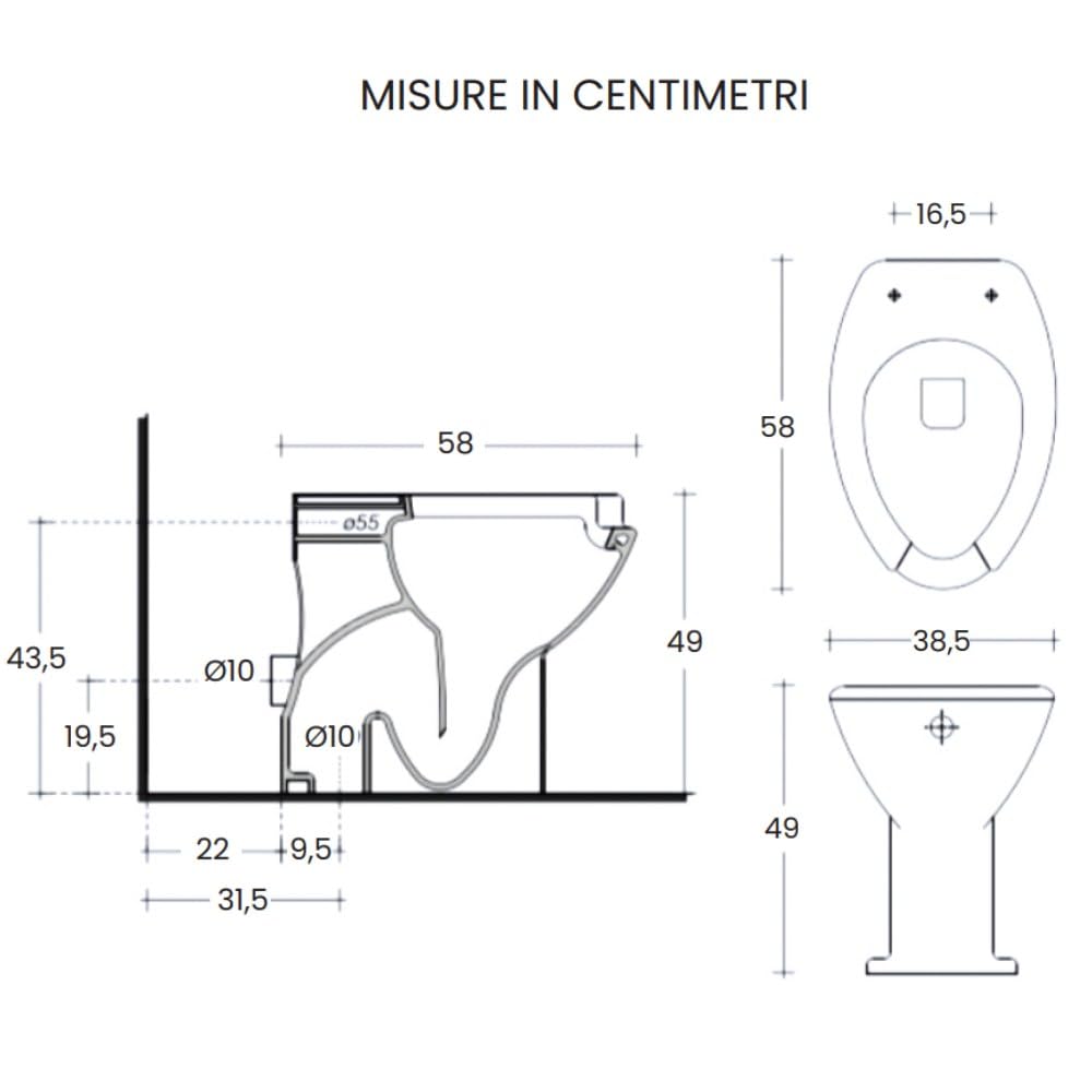 Kit de baño para discapacitados con lavabo, bidé e inodoro de cerámica con asiento incluido