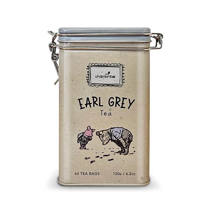 Charbrew Earl Grey Tea Tin - 60 Individually Wrapped Tea Bags (120g) - Rich Black Tea with Bergamot Flavor