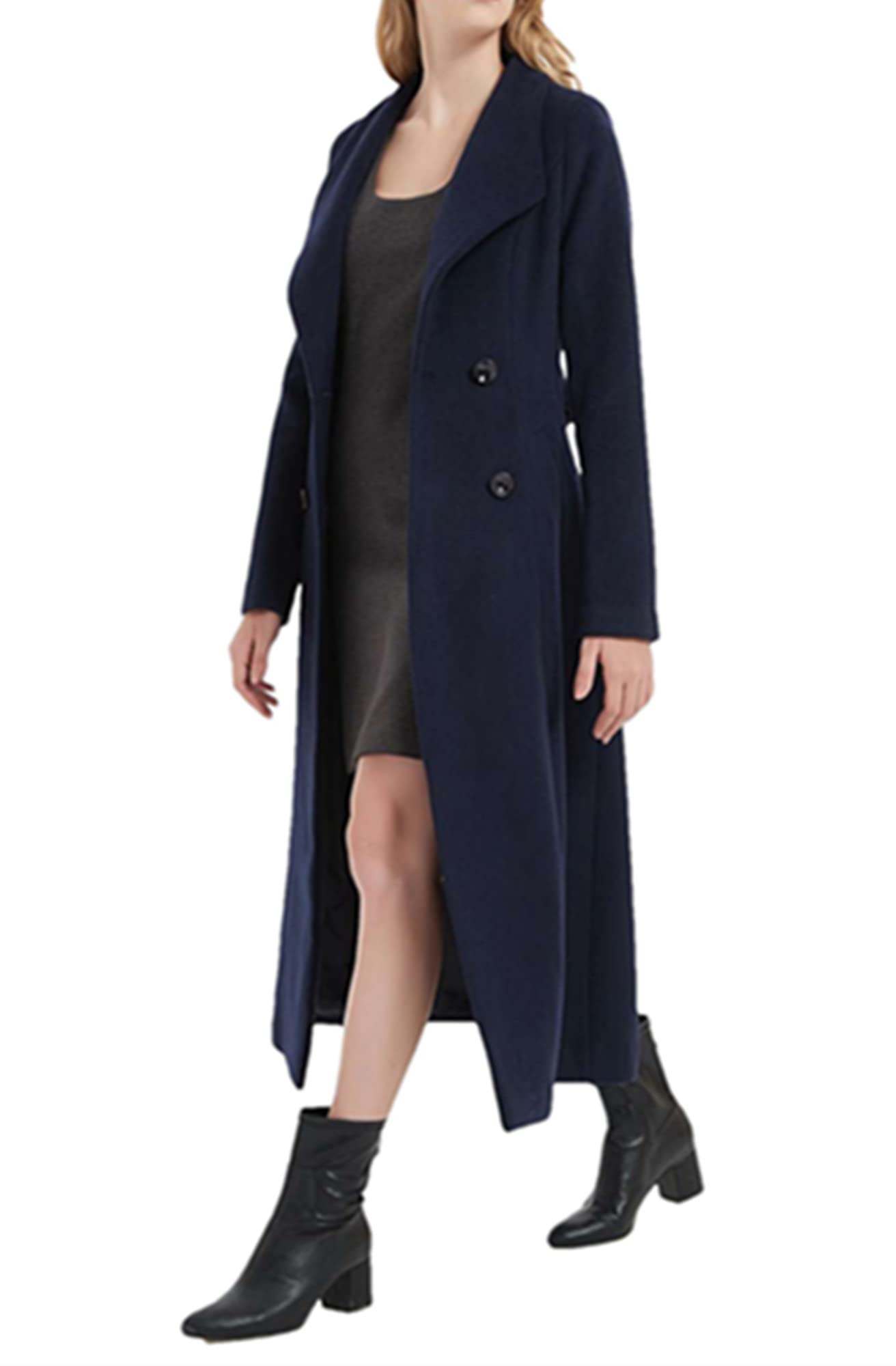 Womens Charming Cashmere Wool Trench Coat Winter Warm Thick Double-Breasted Long Jacket
