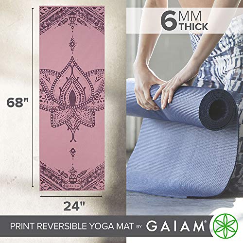 Image of Gaiam Yoga Mat - Premium 6mm Print Reversible Extra Thick Non Slip Exercise & Fitness Mat for All Types of Yoga, Pilates & Floor Workouts (68 inch x 24 inch x 6mm Thick)