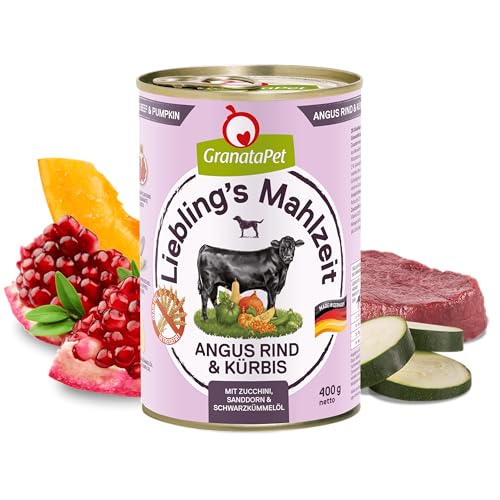 GranataPet Liebling's Mahlzeit Angus Rind & Kürbis, Nassfutter für Hunde, Hundefutter ohne Getreide & ohne Zuckerzusätze, Alleinfuttermittel, 6 x 400 g