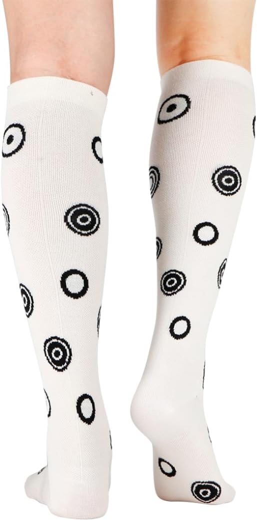 JAVIE Comfy Merino Wool Circles Pattern Compression Socks Knee High with Seamless Toe for Women & Men (15-20mmHg) - Image 5