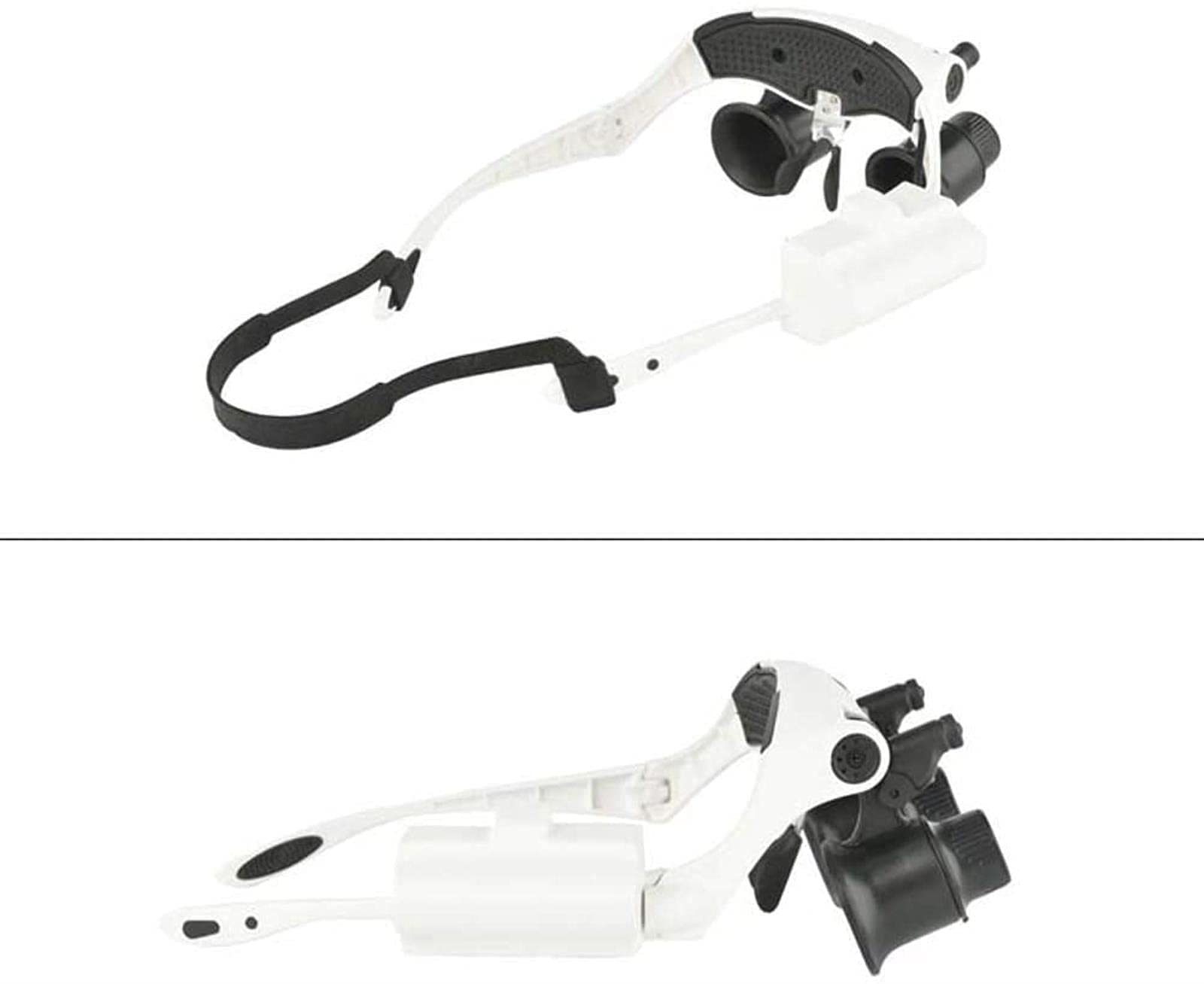 Lupa portátil Lupa de Montaje en Cabeza, Lupa de Diadema Lupas Intercambiables con 2 Luces LED 4 Lentes Desmontables para, Lectura, reparación electrónica de Relojes