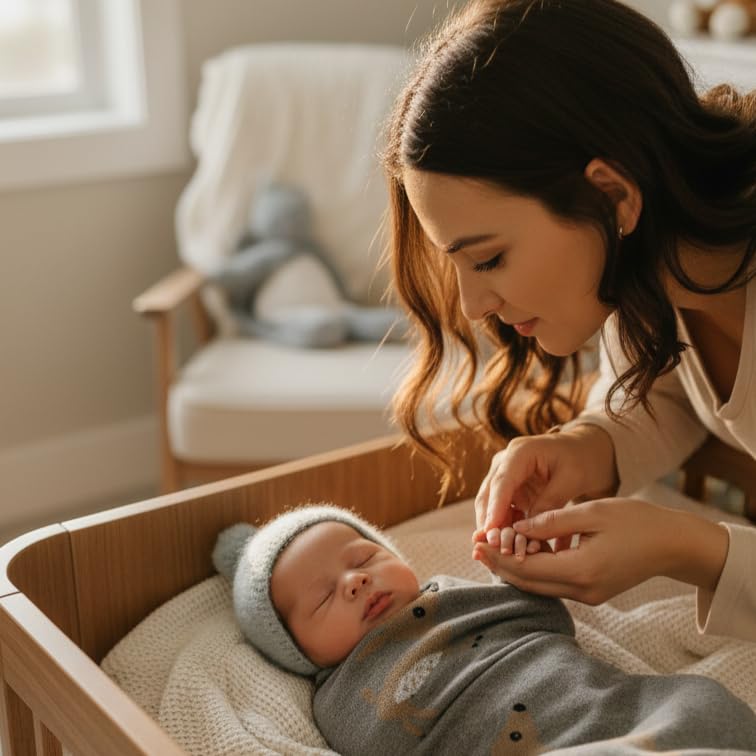 Bleu La La Knit Baby Swaddle Blanket - 100% Cotton Soft Cozy Receiving Swaddling Crib Stroller Quilt Blanket for Shower Gift Registry for Newborns, Infants, Toddlers, Unisex (Deer - Grey)