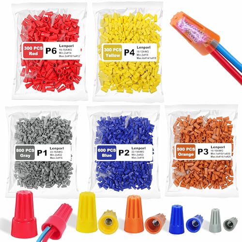 Écrous de fil électrique Lenporl : kit de 2500 pièces indispensables pour rénover votre maison