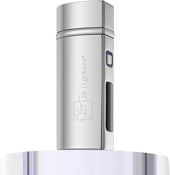 JB Lighter Silver 3-Flame Butane Torch Lighter- Wind Resistant Adjustable Jet Flames. Refillable Gas. One Touch Ignition. Backlit Butane Window.