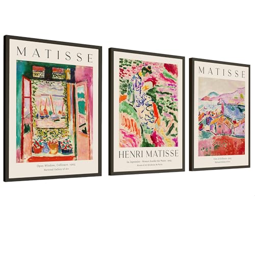 Henri Matisse: Lot de 3 impressions d'art sans cadre – Décoration murale moderne | Tailles variées | Peintures impressionnistes célèbres pour salon, chambre à coucher, bureau
