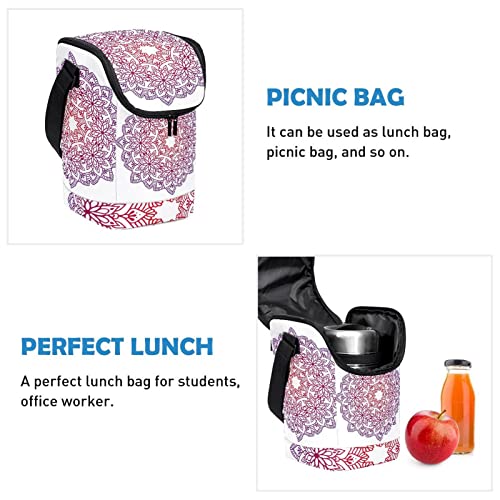 Bolsa de almuerzo ligera lavable de mandala con forro isotérmico 3