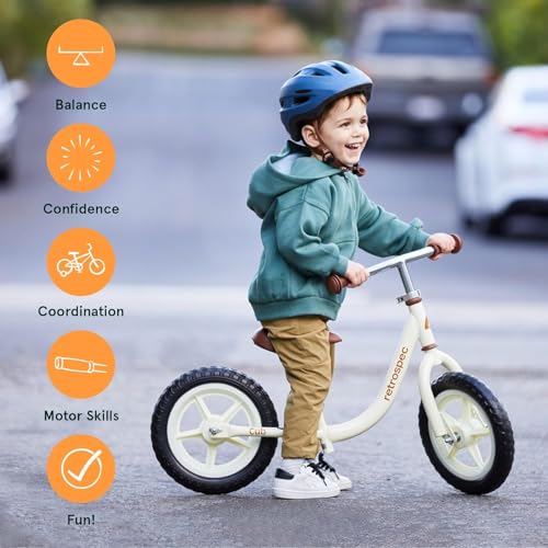 Image of Retrospec Cub Toddler Balance Bike for Ages 18 Months - 3 Years - 12in No-Pedal Beginner Bicycle with Adjustable Seat, Puncture-Proof Tires & Safe Low Frame Design