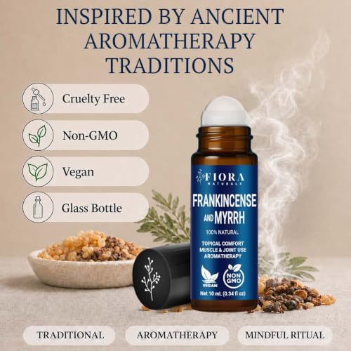 Image of Frankincense and Myrrh Essential Oil Roll-On - 100% Pure Natural and Prediluted Oil Blend, Aromatherapy Massage Oil, Anointing Oil, Frankincense and Myrrh Body Oil for Relaxation & Daily Self-Care