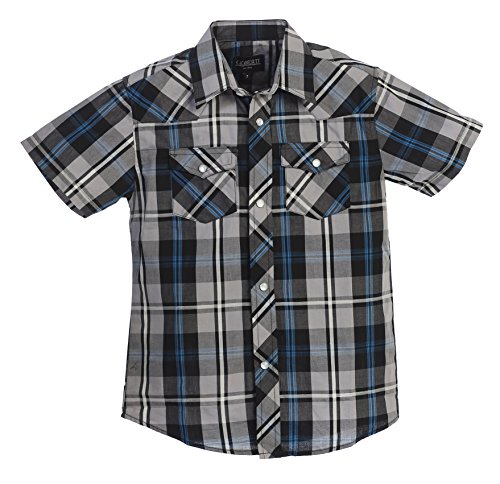 Image of Gioberti Boys Casual Western Plaid Pearl Snap-on Buttons Short Sleeve Shirt