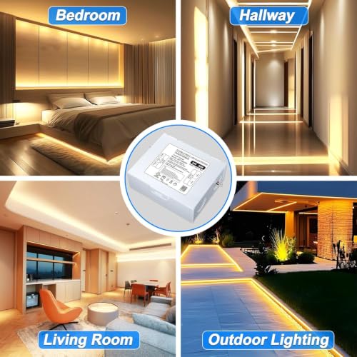 Image of UL-Listed Dimmable LED Driver 60W 24V with Removable Junction Box, Triac /ELV /MLV Transformer for LED and Halogen Lighting, Compatible with Lutron & Leviton Dimmers for Indoor /Outdoor Applications