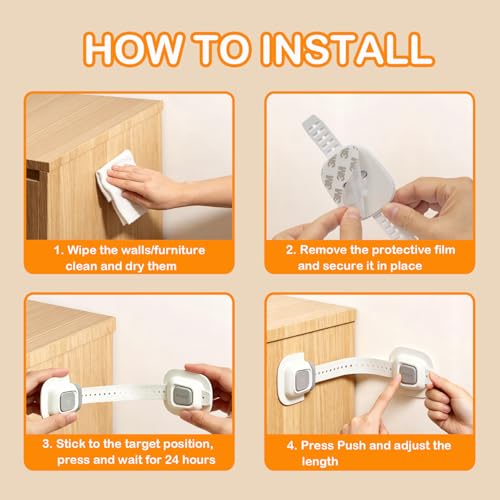 Image of No Drill Furniture Anchor for Baby Proofing, Adjustable Straps, 4 Packs