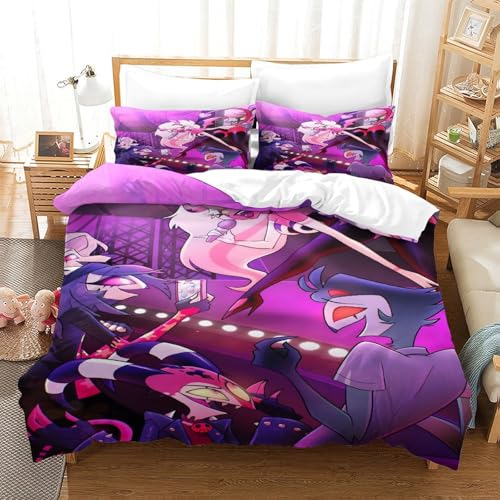 Queen Bee Funda Nórdica para Dormitorio 3D Impresión Helluva Boss Funda De Edredón Juego De Cama Microfibra Y Funda De Almohada con Cremallera 3 Piezas Single（140x200cm）