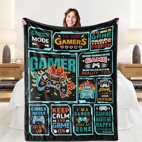 Image of Game Controller Blanket for Boys Men, Soft Cozy Gaming Throw Blanket for Couch Travel, Gamer Gifts for Men Kids Teen Dad Son Boyfriend Birthday Easter Christmas Graduation Room Decor 50x60 Inches