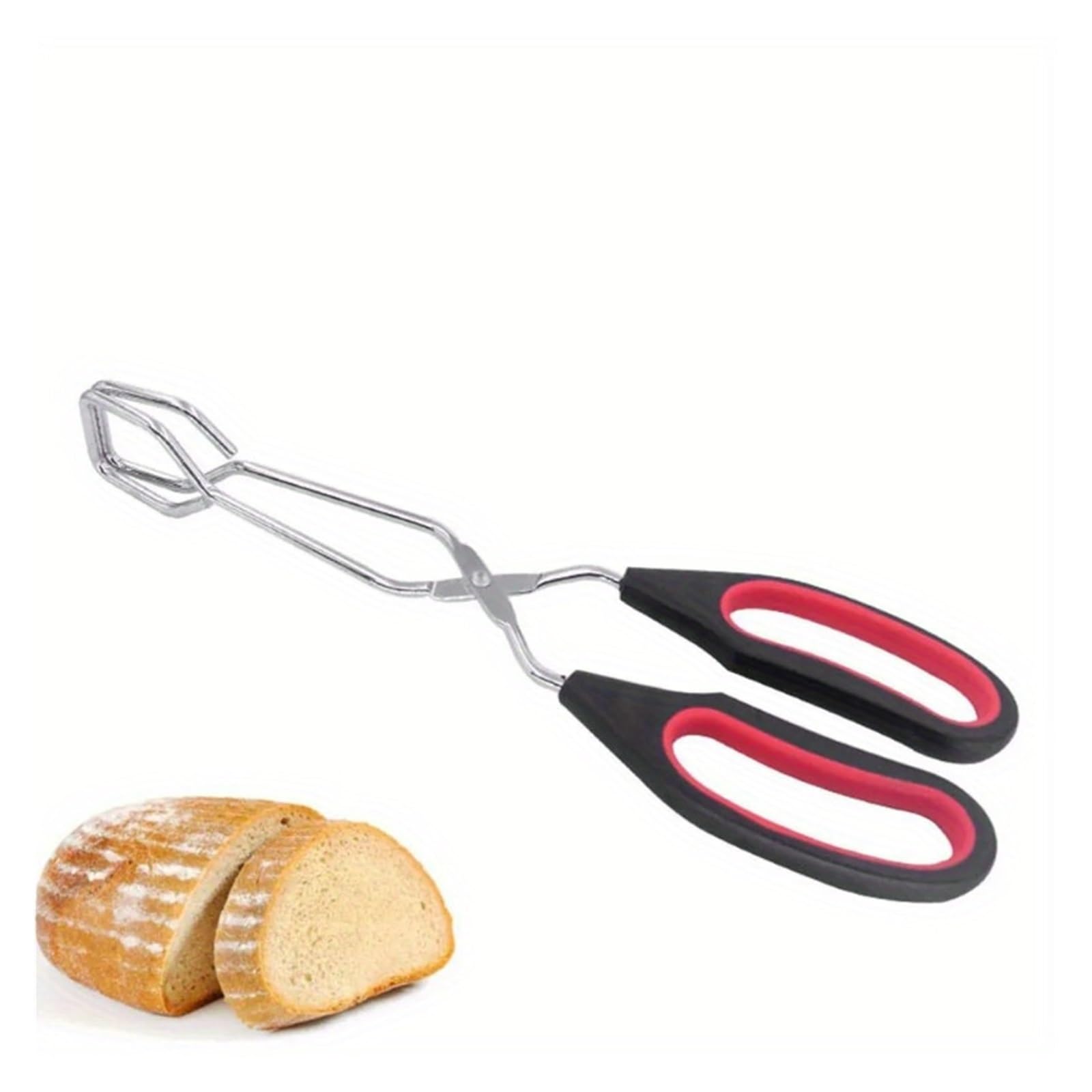 Fire Tongs BBQ Tools Barbecue Scissor Tongs Grilled Food Tong Long Handle Bread Roast Clip Kitchen(L)